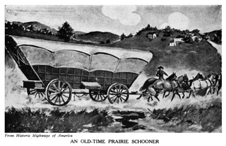 Prairie schooner on one of the old trails